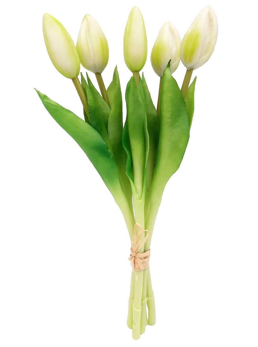 Tulipan silikonowy sztuczne tulipany bukiet 5 sztuk BIAŁE