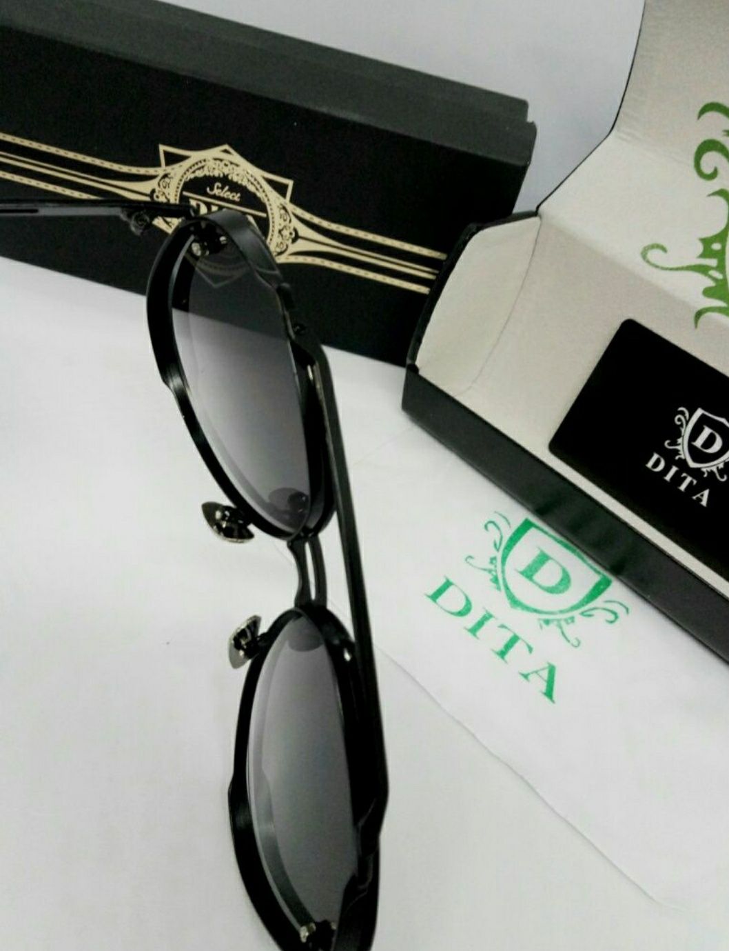 Dita стильные мужские очки черный градиент в черном металле