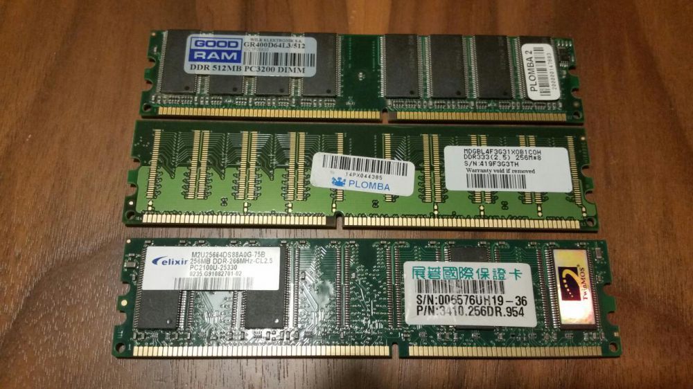 Pamięć DDR 512 i 2x256 MB