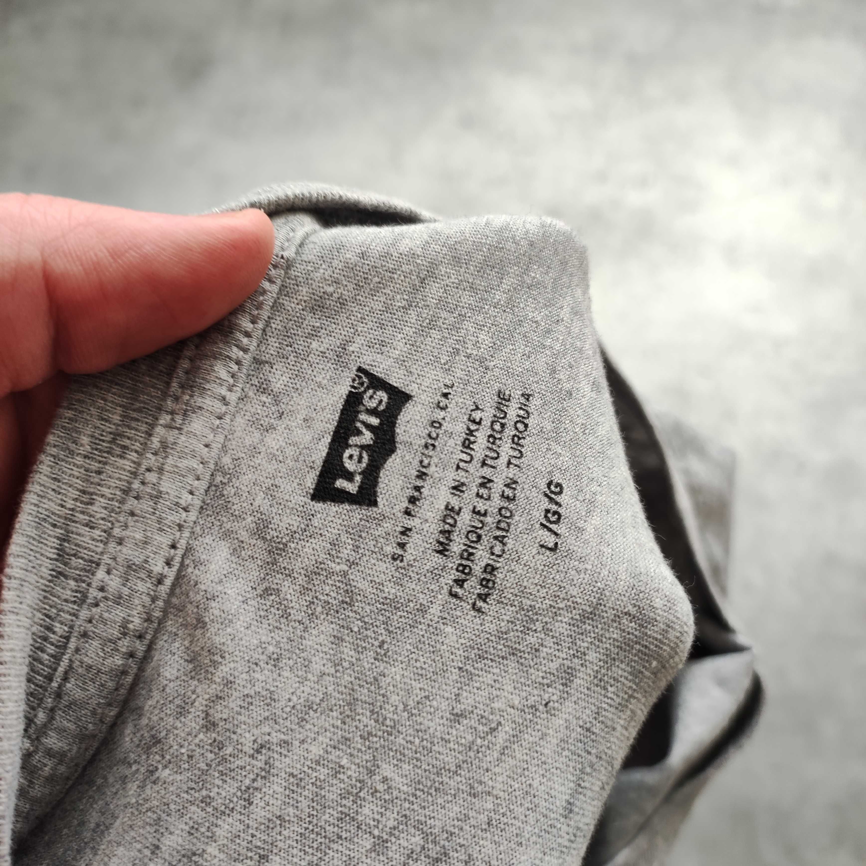 MĘSKA Koszulka Szara Levis Duże Logo PREMIUM Bawełna Elegancka