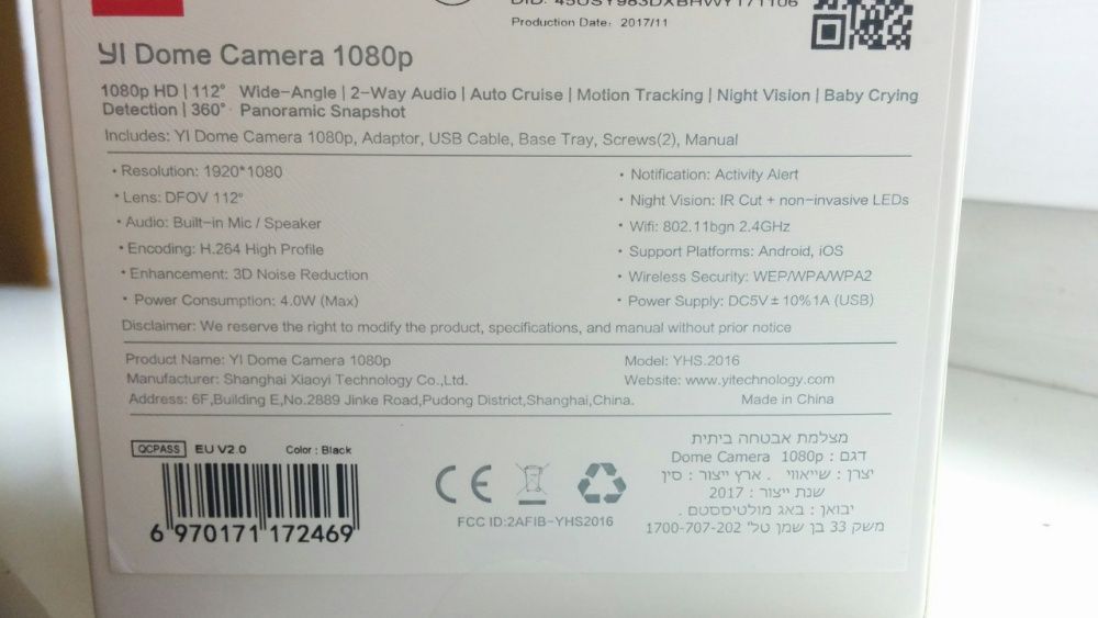 Kamera Xiaoyi Yi Dome FullHD obrotowa 360° dzień/noc Śledzenie obiektu