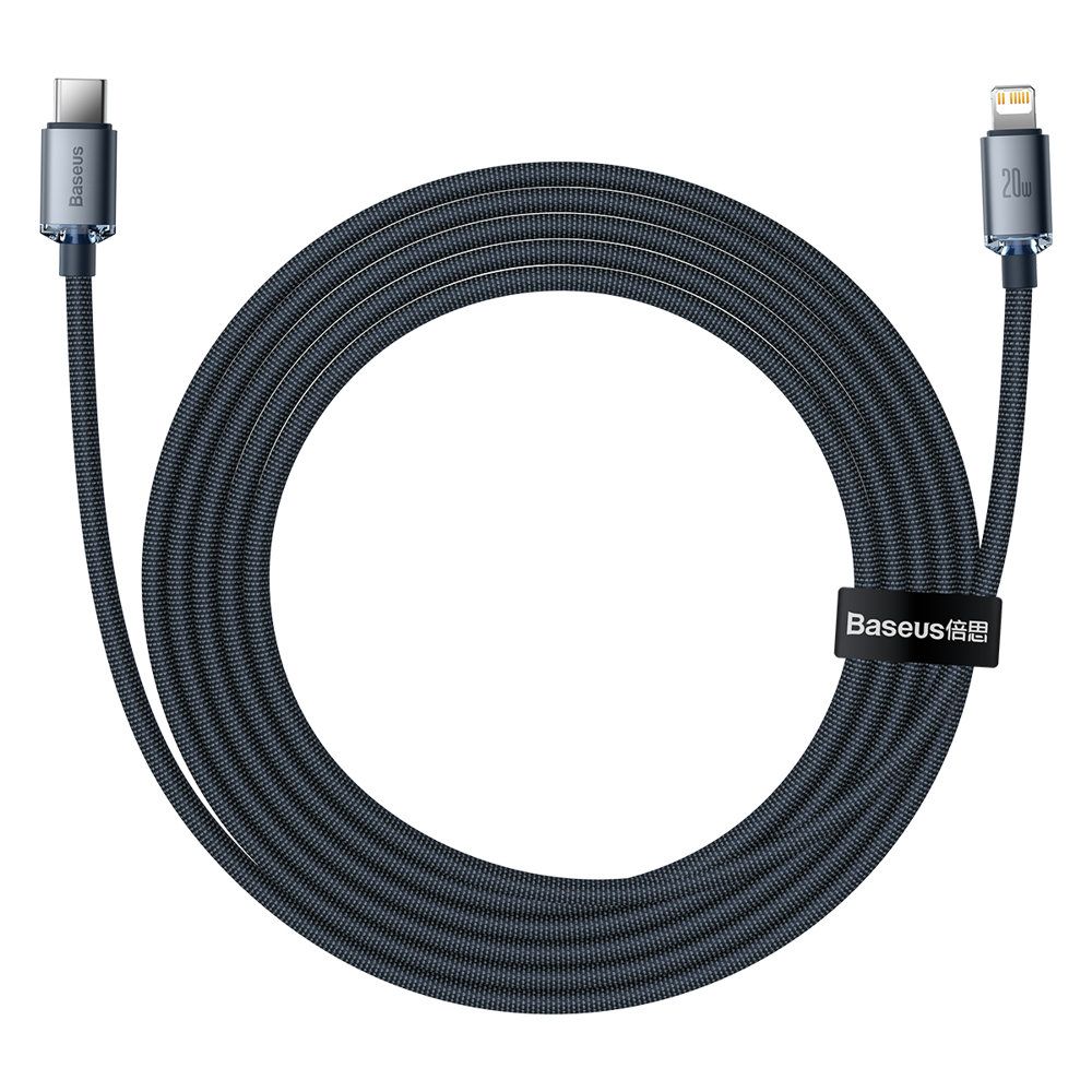 Kabel Baseus Crystal Shine USB-C iPhone Lightning 20W 2m czarny