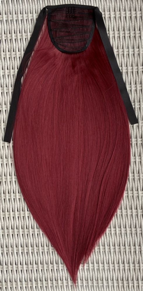 Włosy doczepiane, burgund, kucyk treska ( 170 )