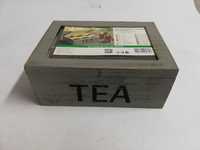 Pudełko na herbatę Kesper z 6 przegródkami, drewniane zielone