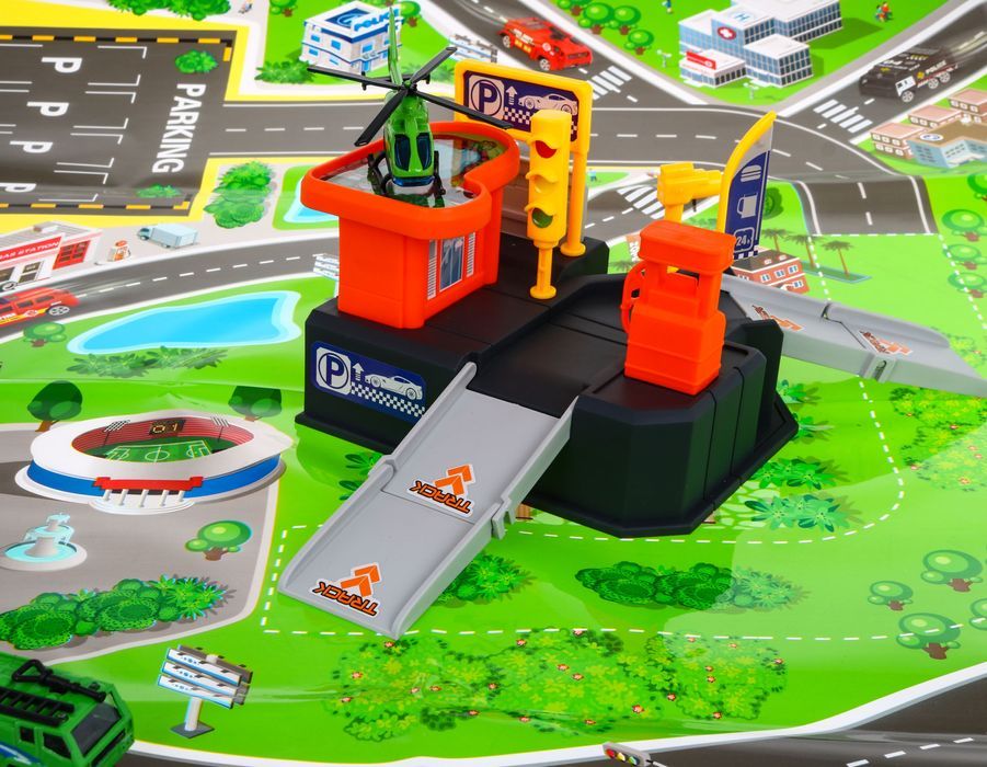 Parking Samochodowy Dla Dzieci 3+ Lądowisko Helikopterów + Mata