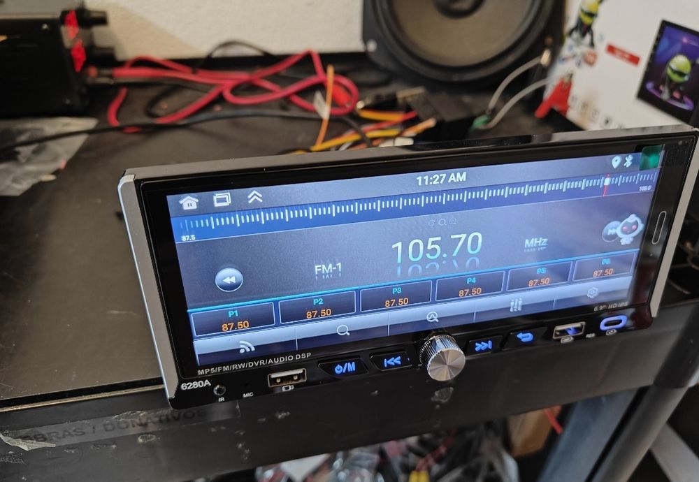 Rádio 1 DIN Android 14 ecrã 6.9" + Carplay + RDS + GPS
