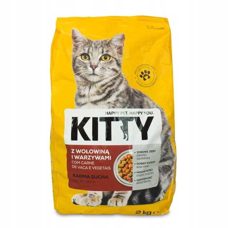 KITTY Sucha karma dla kotów z KURCZAKIEM / z WOŁOWINĄ 2 kg x 3