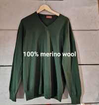 Sweter ciemnozielony Marks& Spencer 100% merino wool L