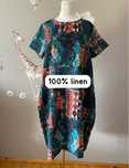 Lniana sukienka boho midi letnia sukienka z lnu z kieszeniami