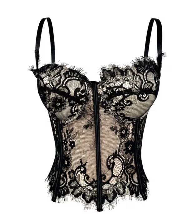 Чорний мереживний корсет