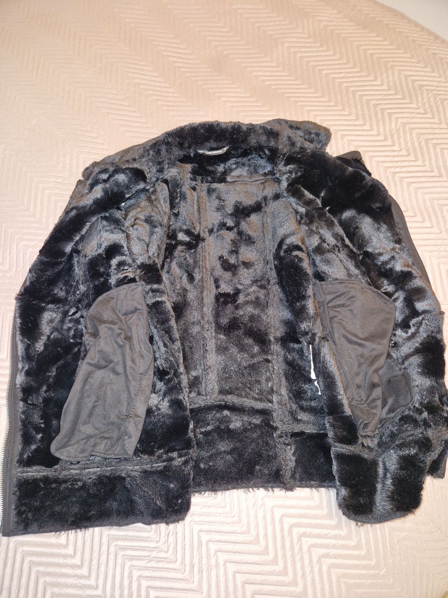 Zara outerwear XS-S 34-36 kamizelka bezrękawnik zamsz futerko czarne