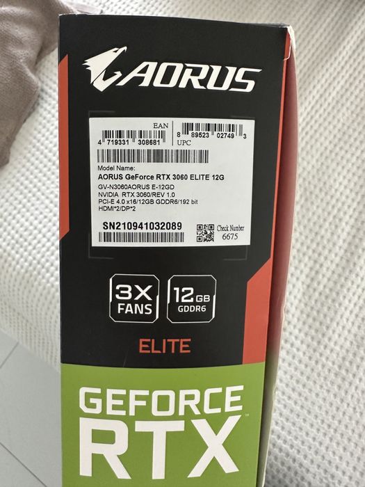 Gigabyte AORUS GeForce RTX 3060 ELITE 12GB GDDR6