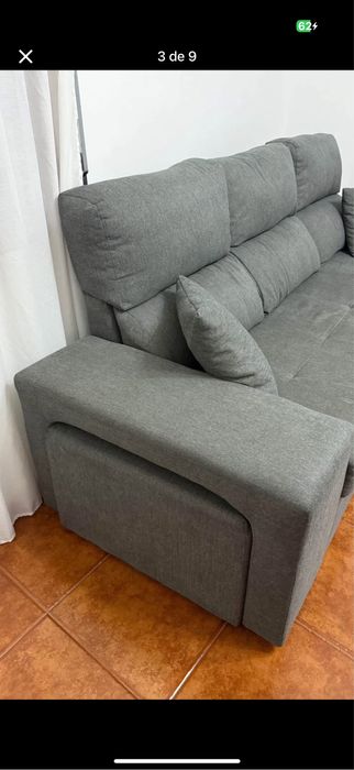Sofá Chaise Longe Reversivel Cinza