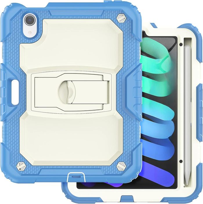 Etui do iPad Mini 6 8.3" z Podstawką i Paskiem na Ramię Niebieskie