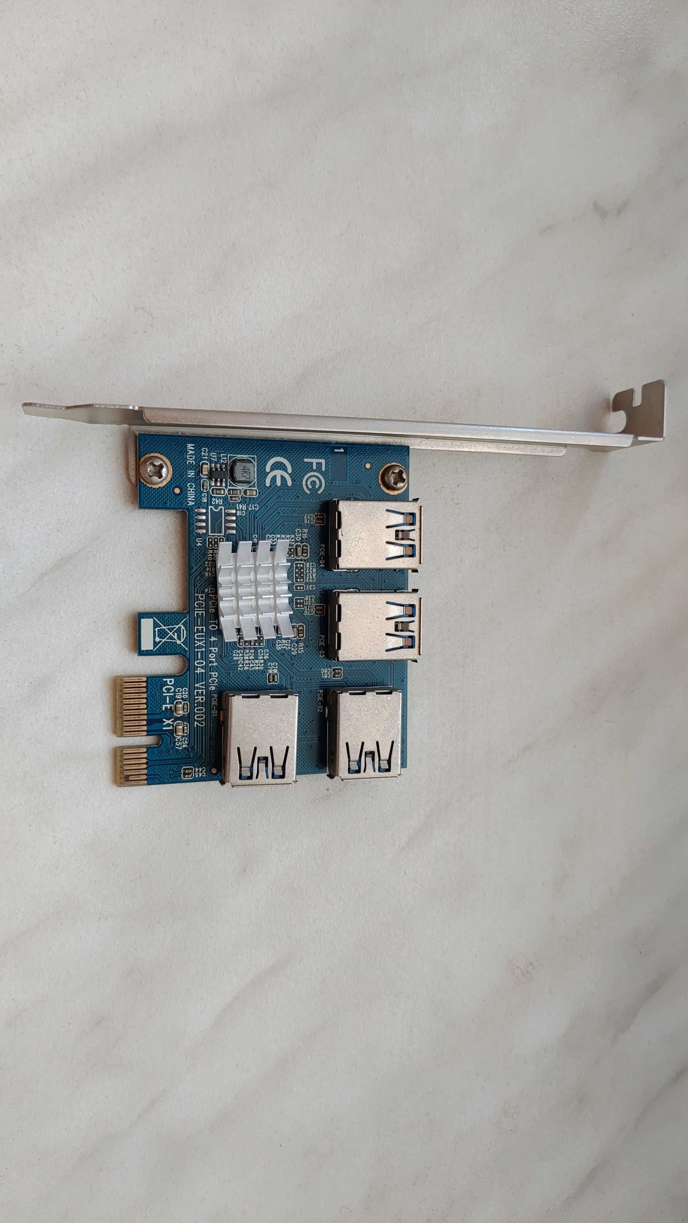 Адаптер розширення для райзерів Dynamode PCI-E x1-x16 to 4 USB 3.0