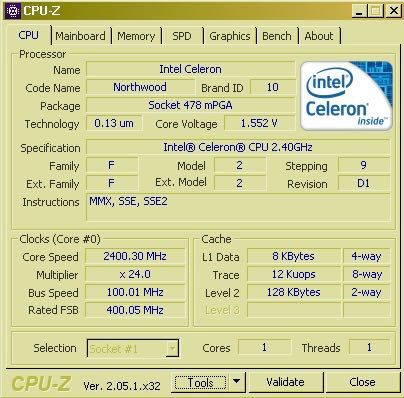 Procesor Intel Celeron SL6W4 2,40 GHz socket 478