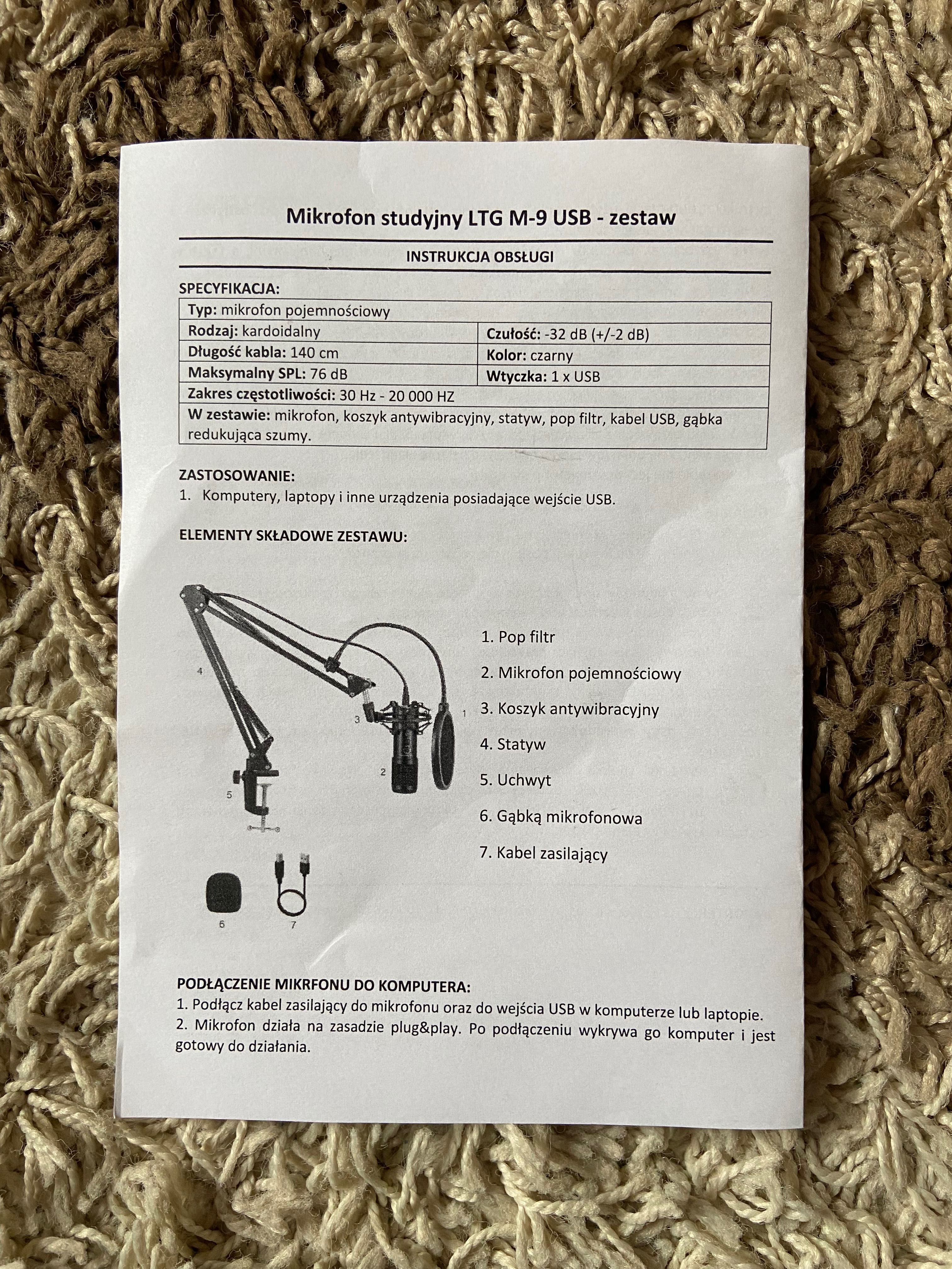 Mikrofon studyjny LTG M-9 PRO