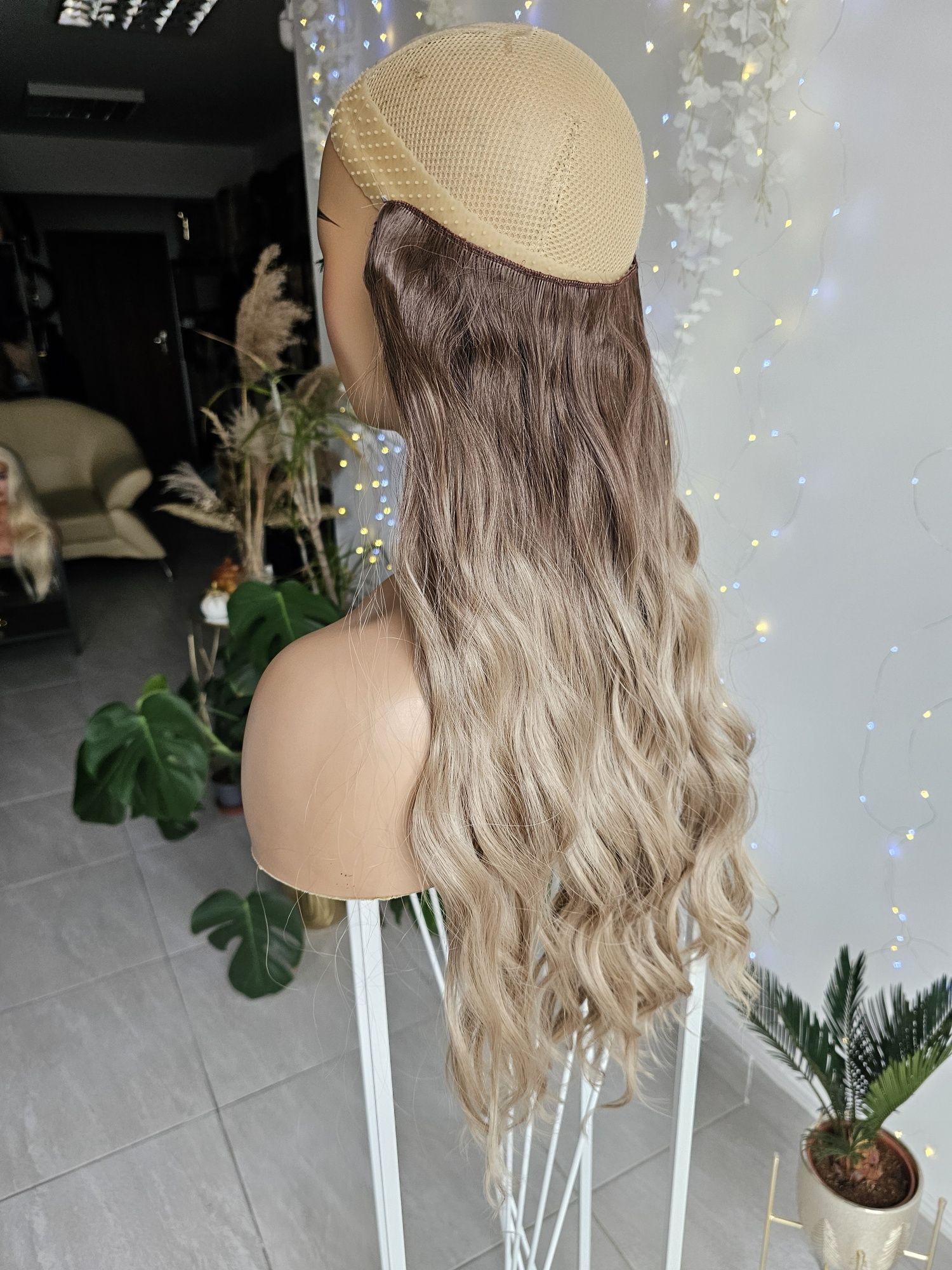 Przedłużenie włosów flip in clip in ombre blond 52cm naturalny efekt