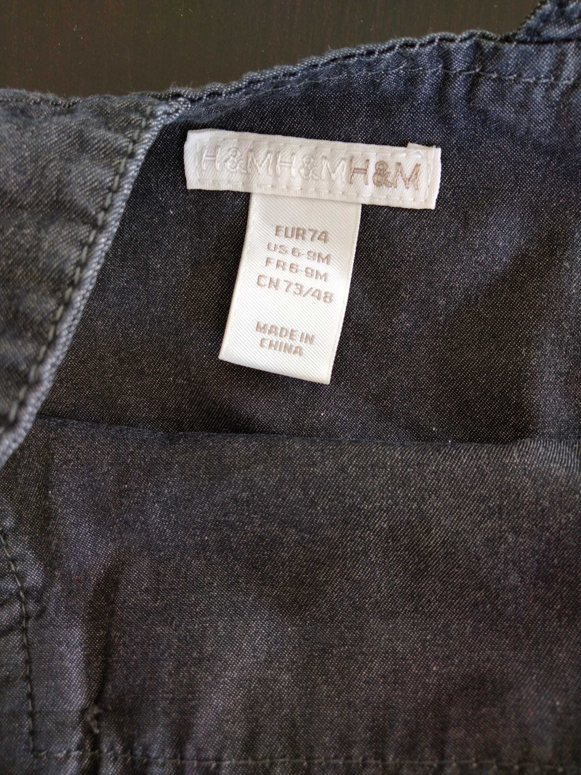Komplet sukienek H&M rozm. 74 jeansowe stan bardzo dobry