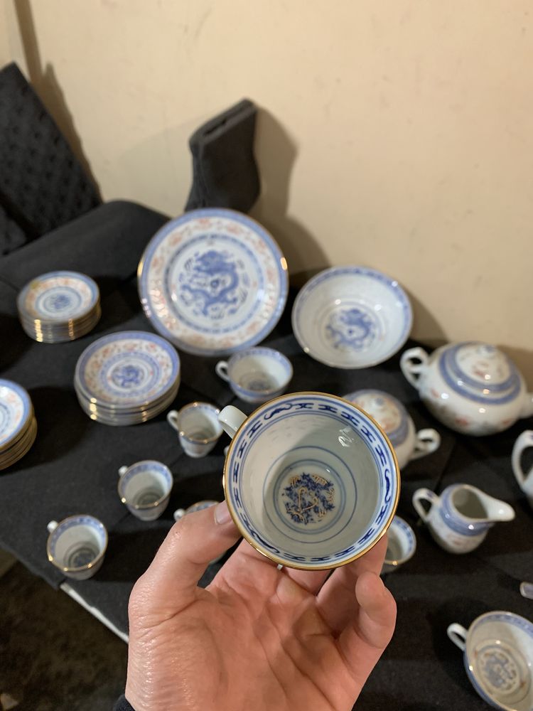Serviço de Chá e Café Porcelana Louça Chinesa1960 c/Detalhes IMACULADO
