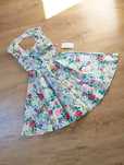 Retro sukienka w kwiaty S w stylu vintage pastell jasnozielona pin up