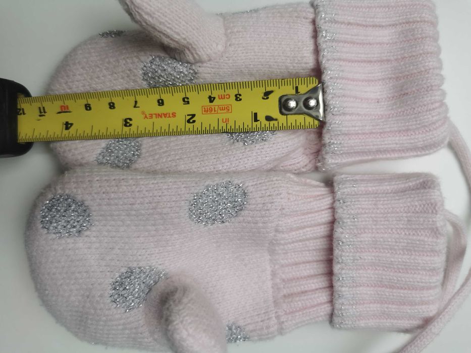 Rękawiczki okaidi 92/98 różowe na sznurku Nowe