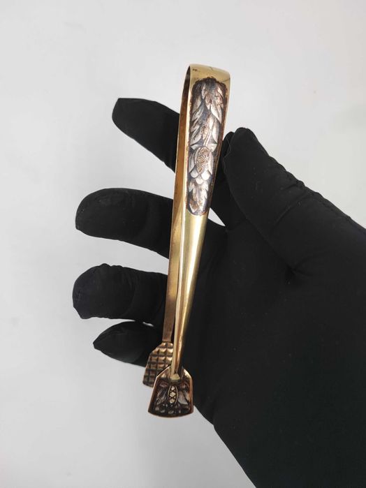 Щипці для цукру "СевернаЧернь" - чорніння, позолота; срібло 875