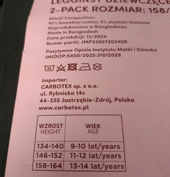 Leginsy dziewczęce Pusheen 2-pack 158/164