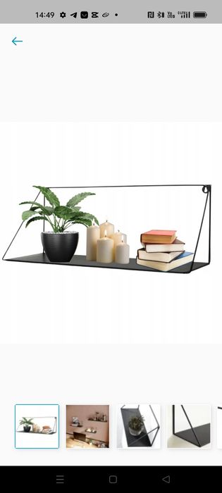 Półka ścienna czarna metalowa 2 szt. ( 60 i 80 cm )