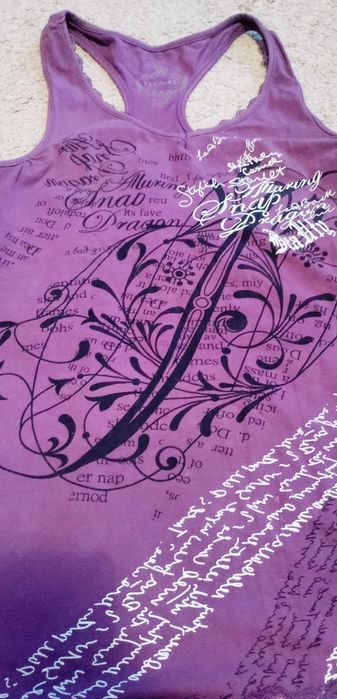 Damski bezrękawnik podkoszulek koszulka bez rękawów fioletowy XL