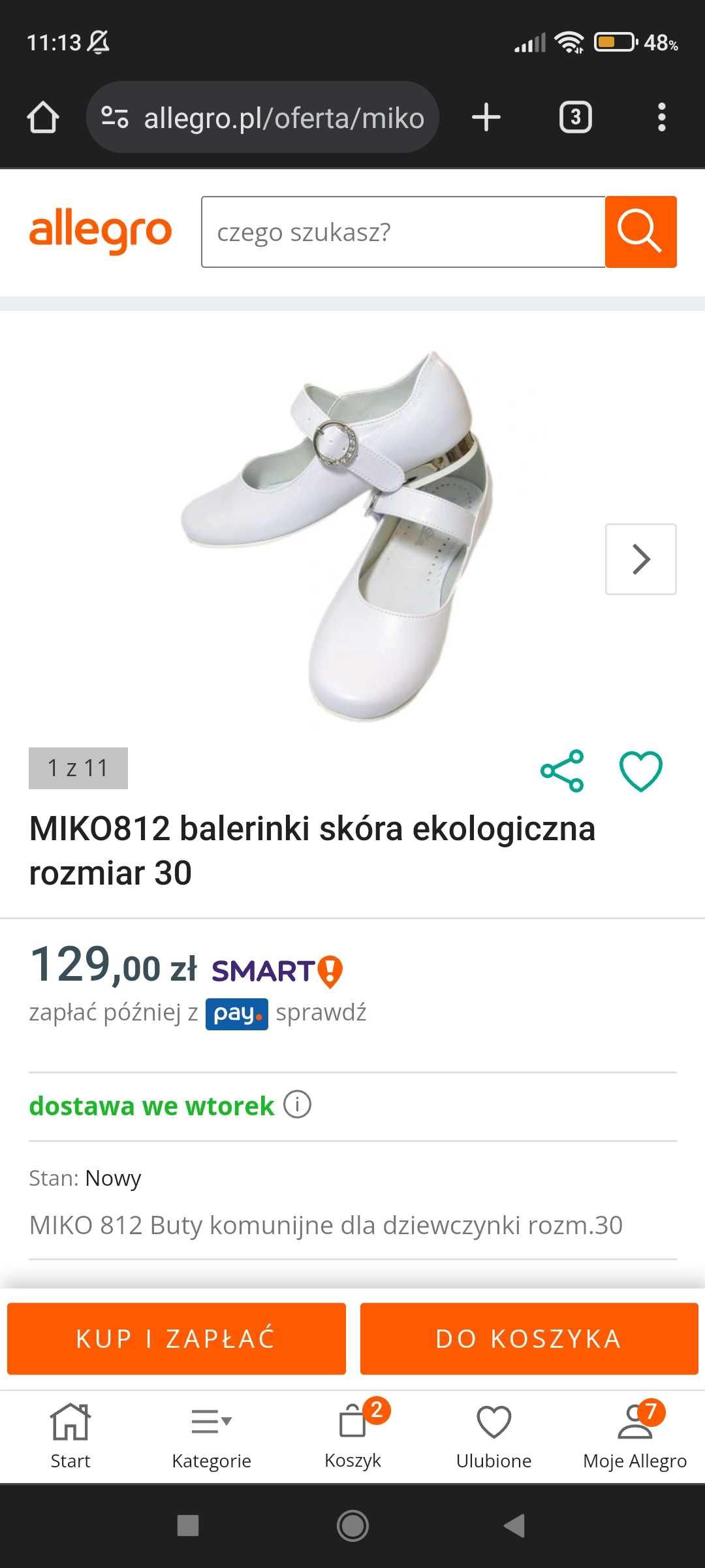 Buty ( balerinki) do komunii rozmiar 35