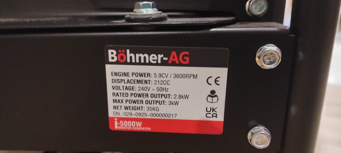 Інвекторний генератор Böhmer AG I-5000W,чиста синусоїда, мідна обмотка