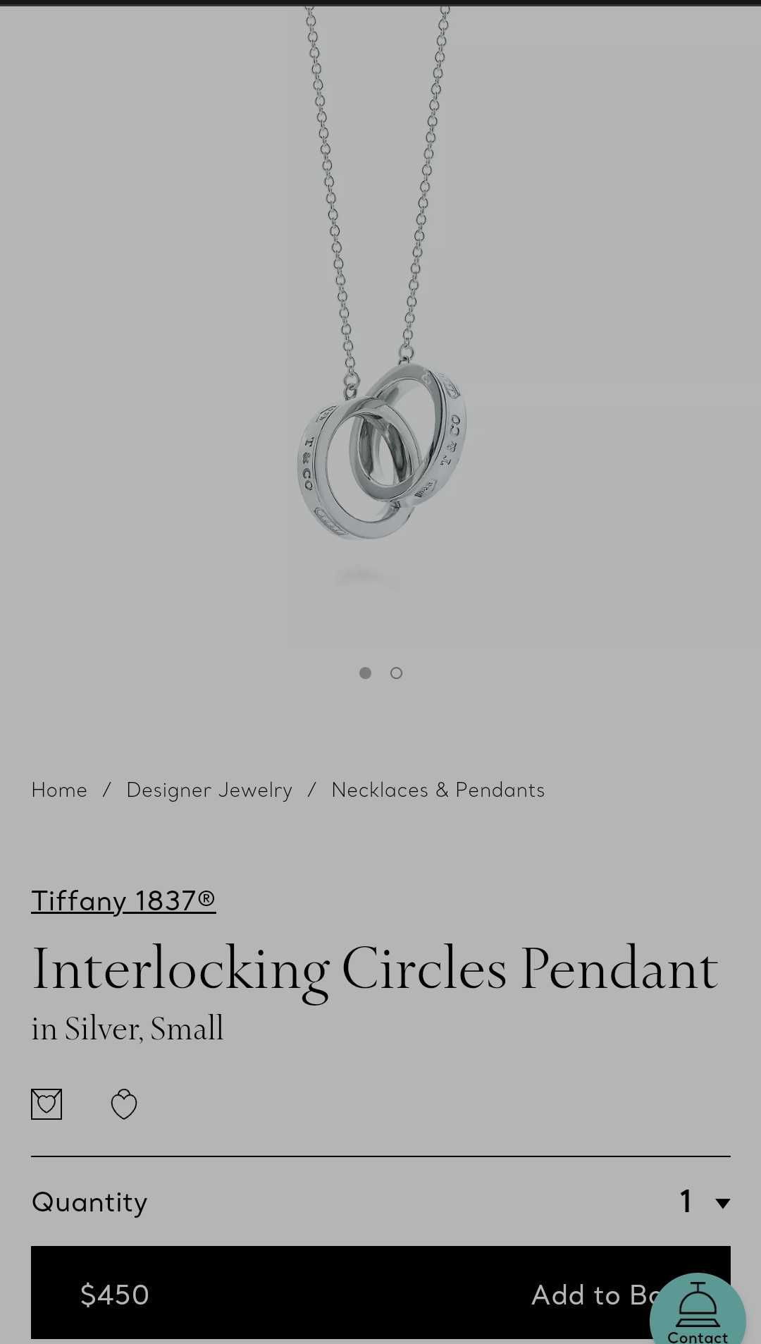 Colar Tiffany Interlocking Circles Pendant