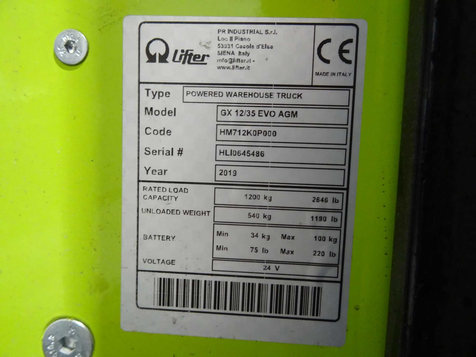 Wózek Promac ACM GX 12 EVO, elektryczny 2019 rok, obniżona cena