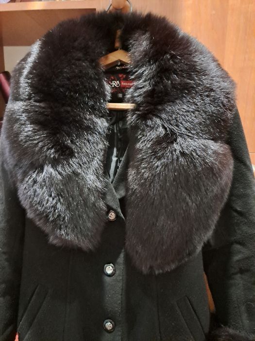 Кашемировое пальто с мехом