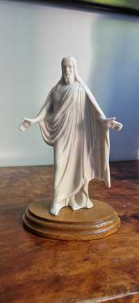 Rzeźba figura Jezusa z porcelany biskwitowej Antyk sygnowany by LINDA