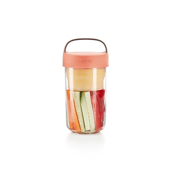 Pojemnik JAR TO GO różowy 600 ml / Lekue