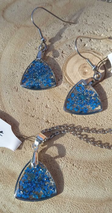 Biżuteria kolczyki + wisiorek stal szlachetna rękodzieło