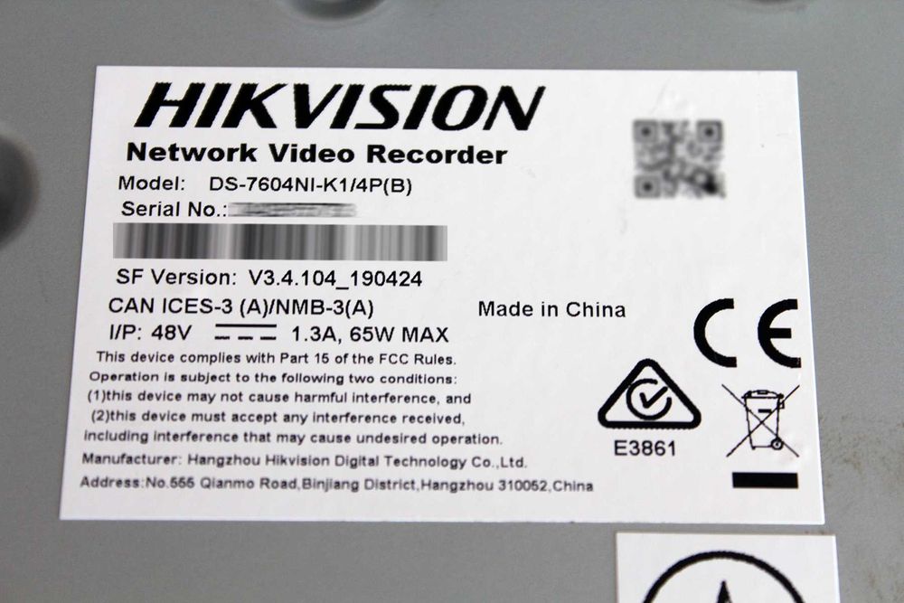 Сетевой видеорегистратор NVR Hikvision DS-7604NI-K1/4P •POE 4k h265+•