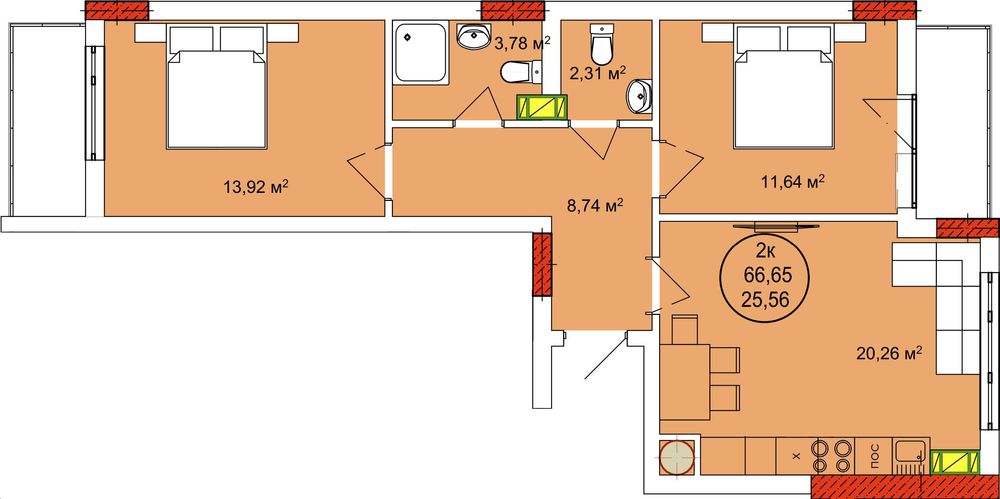 2-к квартира в ЖК «Лазеньський Дім» | Вид на гори | Від забудовника