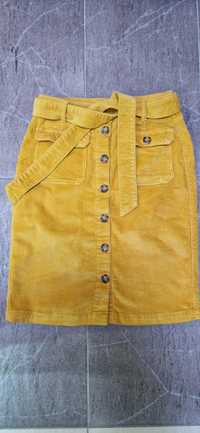 Żółta sztruksowa spódniczka Yessica,  rozmiar 36