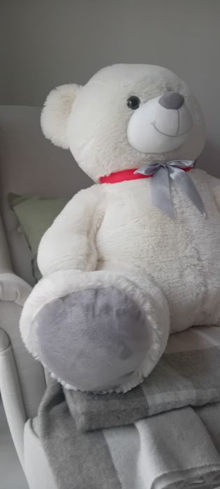 Ogromny duży wielki biały miś maskotka przytulanka