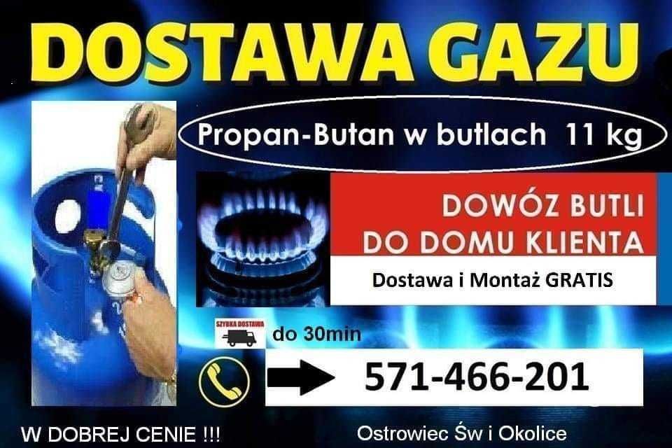 LIDER Dostawa Gazu w Butli 11kg Propan-Butan Ostrowiec Św +25km