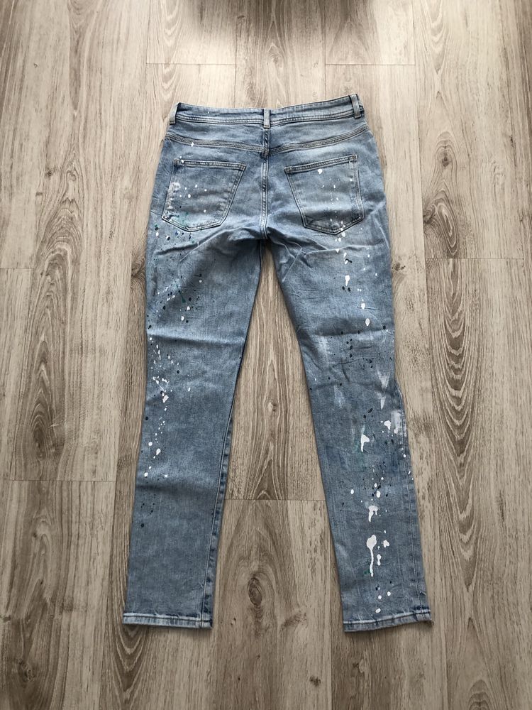 Spodnie jeansy zara 31 splattered farba stretch y2k USA DS G saints sk