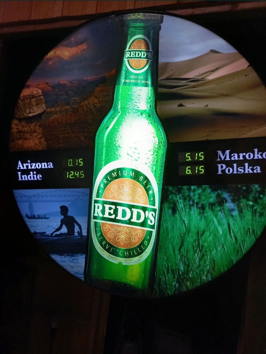 Plafon NEON zegar reklama piwa LED4tryby iluminacji pub garaż
