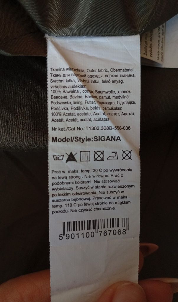 Sukienka bawełniana khaki na podszewce, Tatuum, rozmiar S