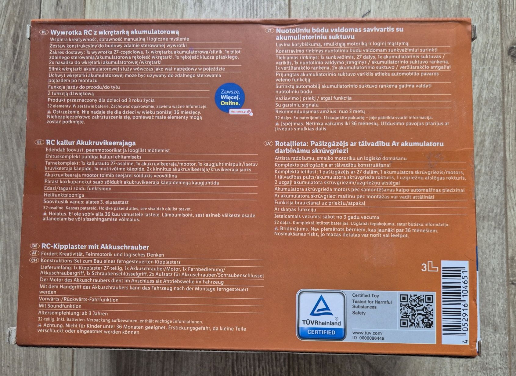 Wywrotka RC z wkrętarką akumulatorową, 32 szt, wiek 3+
