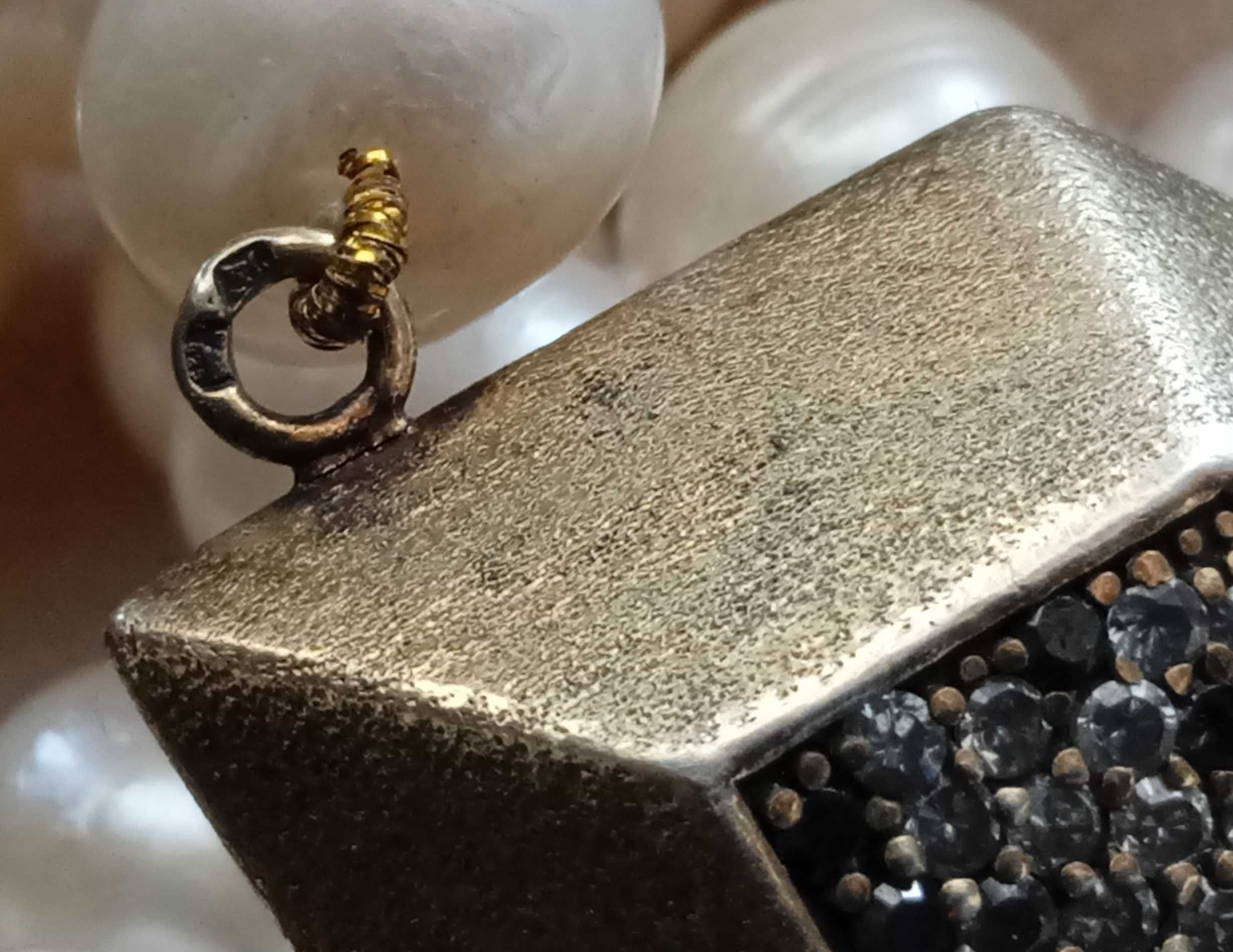 Colar de pérolas com prata 925 e diamantes de 1,50 ct