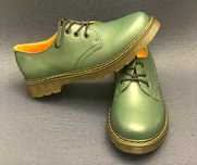 Glany półbuty zielone eleganckie skórzane  unisex martensy oxfordki