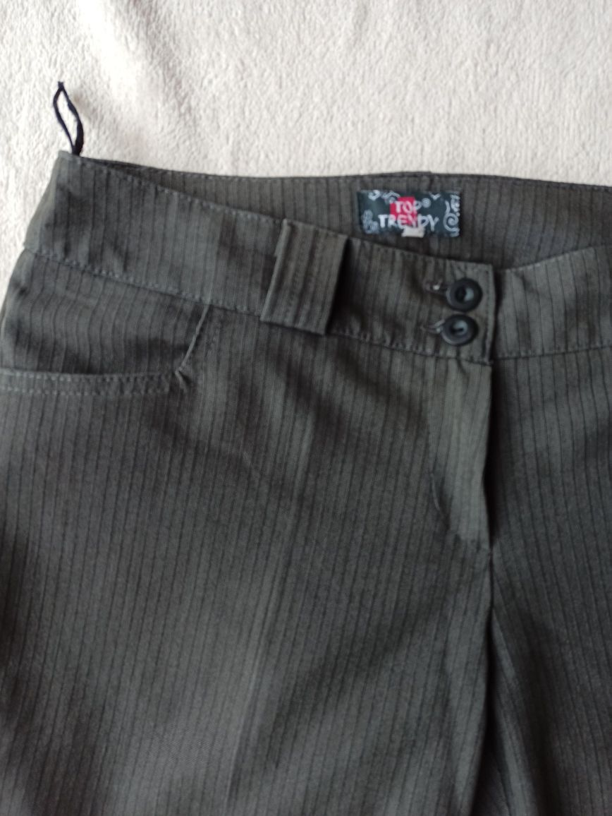 Szare eleganckie spodnie w paski M 38